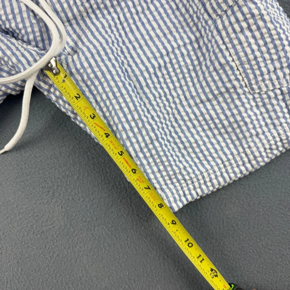 J. Crew Board Shorts Men's 29 Blue Seersucker Striped Swim Trunks Cargo Pocket
